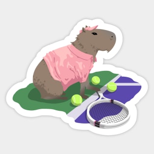 Capybara Tennis - Pink Sticker